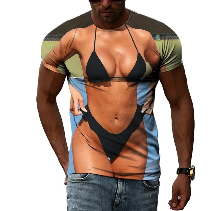 Trendy summer fashion girl pictures mens Tshirt casual printed hiphop personality round neck short sleeved top 250319