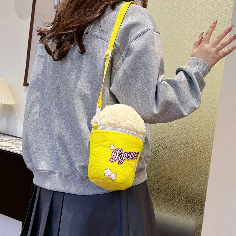 Women Popcorn Bucket Adjustable Strap Cute Shoulder Creative Crossbody Girl Student Daily Bag