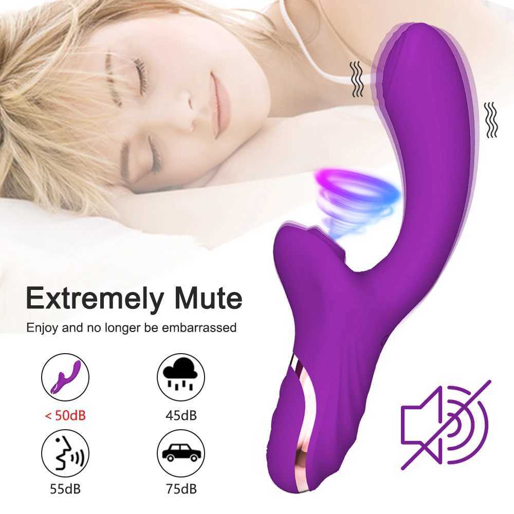 Female vibrator 2-in-1 clitoral suction clitoral stimulator G-Spot powerful vibration dildo rod clitoral suction cup adult sex toy W250319