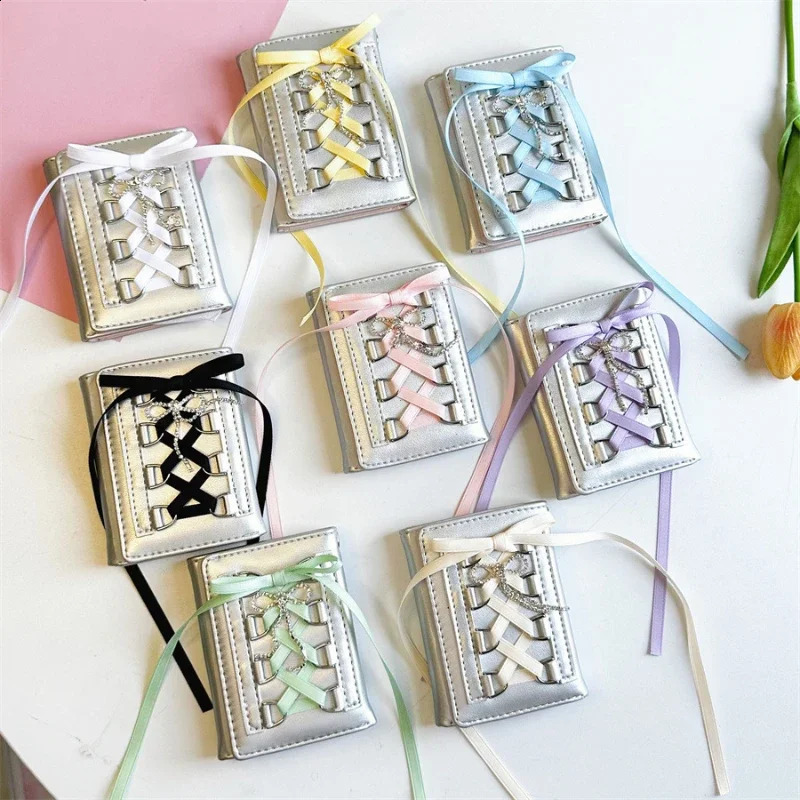 Womens silver sweet wallet Y2k shoulder strap original fashionable short coin wallet Korean casual cute wallet 250318