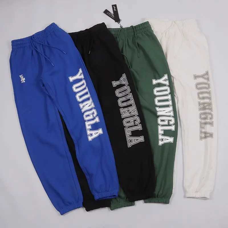 2025 Heavy American High-gram Terry Tied Feet Solid Color Printing Pure Cotton Couple Mens Sweatpants X250319