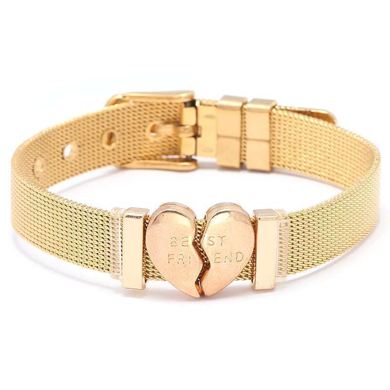 10mm Best Friend Beads Stainless Steel Mesh Bracelets DIY Charm Keeper Bracelets Bangle For Women Friend Men Best Jewelry Gift