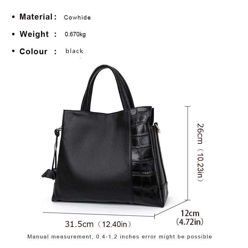 Aidrani New High-Capacity Women's Handbag, With Crocodile Patterned Solid Color Bag, Made Of Cowhide Material,