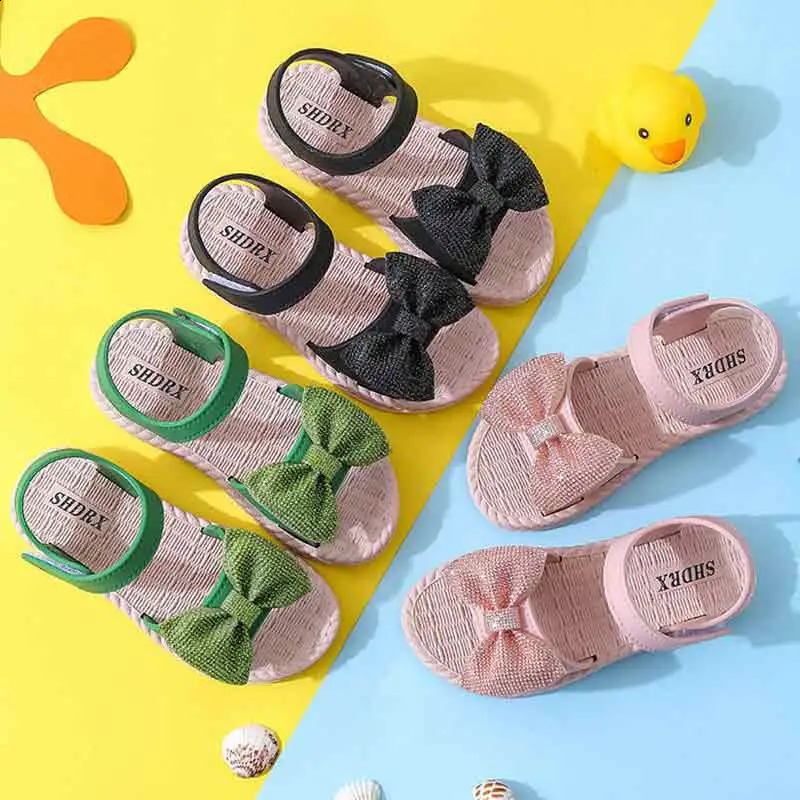 Girls Sandals Summer Arrival Korean Style Big Childrens Casual Flat Princess Shoes Versatile Little Beach 250304
