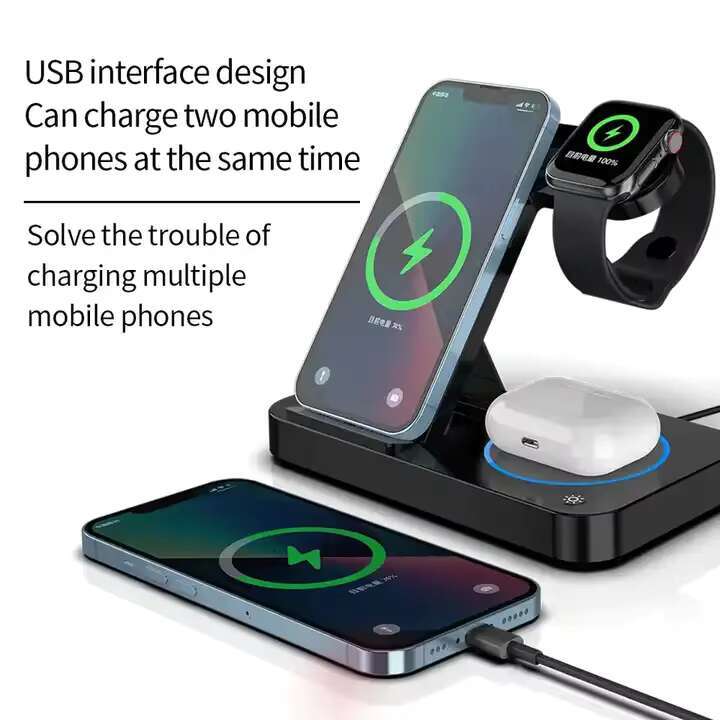 Wireless 3in1 4 in 1 Charging Station Foldable Adjustable Phone Charger Dock for iPhone Apple Watch