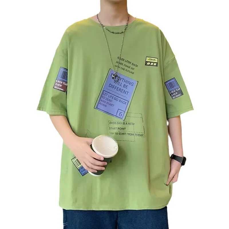 Leisure loose summer T-shirt trend Hong Kong style mens short sleeved top newly arrived in 2024 youth fashionT250318