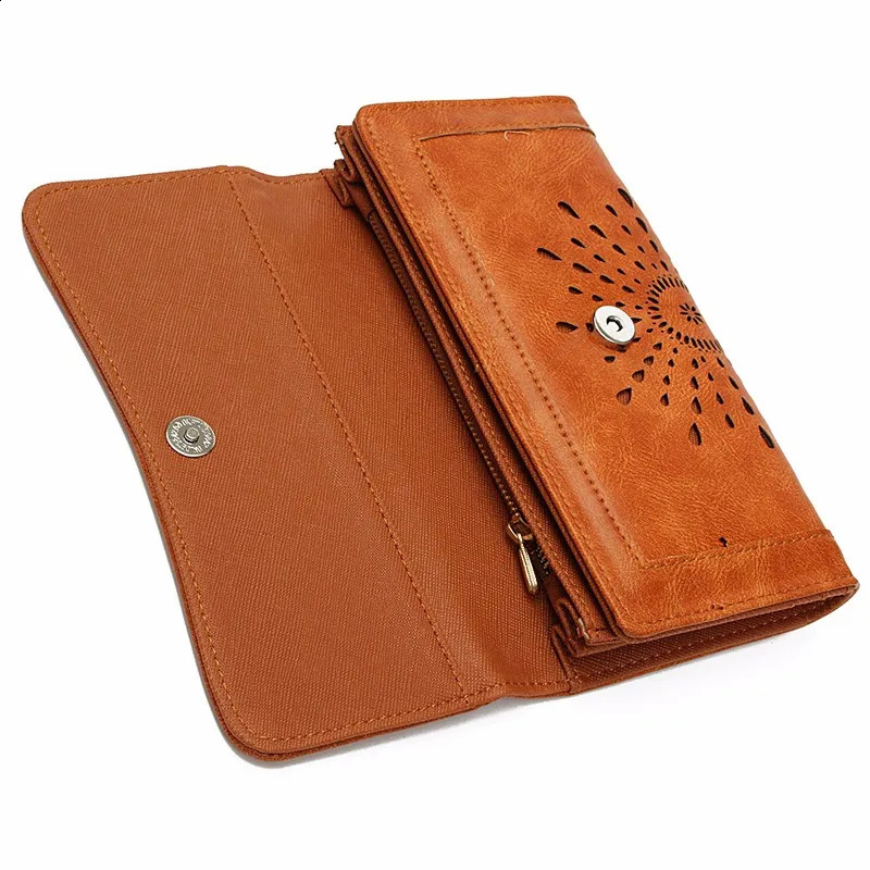 Hollow pattern retro wallet womens wallet PU leather bag womens wallet and wallet retro long wallet 250317