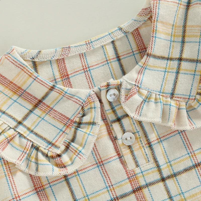 Cute Baby Girls Ruffle Sleeve Tops Plaid Solid Color Doll Collar Blouses Spring Autumn Fashion Casual Shirts for Toddlers 250319