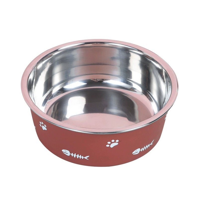 Non slip plastic double-layer pet bowl, cross-border suction type stainless steel dog bowl