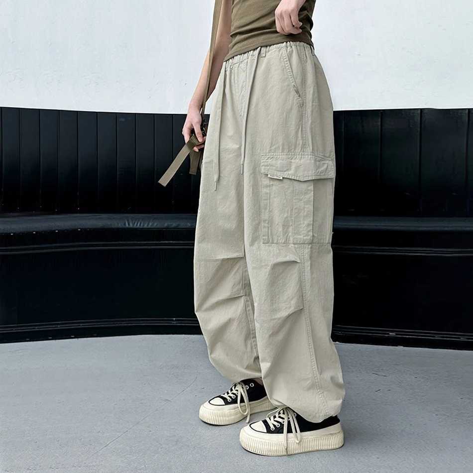 2024 new womens cargo pants ultra-thin and comfortable breathable wide legs loose elastic waist spring and summer casual pants youth clothingT250318