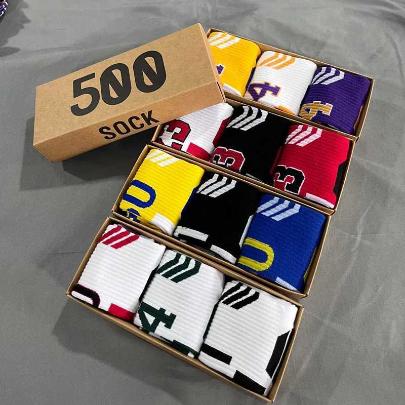 3pcs Athletic Basketball Crew Socks Non-Slip Cushioned Sport Socks for Men in Gift Box X250319