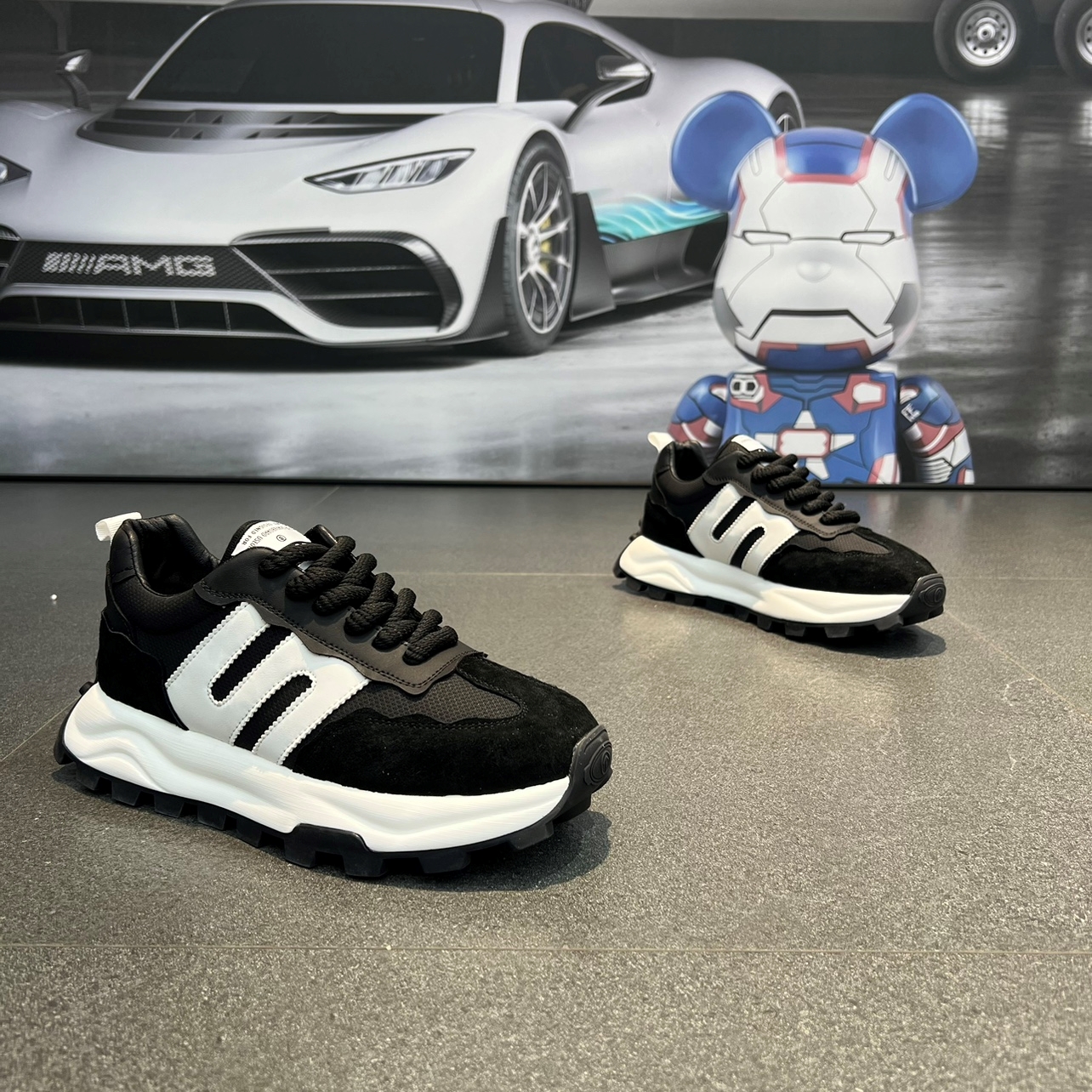 2025 spring new thick sole NEW casual men's fashion increase leather sports shoes