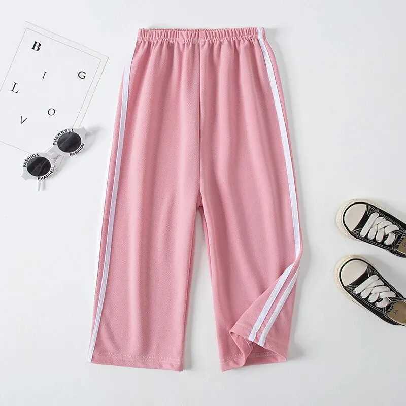 Pink Pants for Children in Summer Girls Are Comfortable Handsome and Versatile Wide-leg Pants.T250318