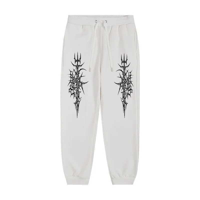 Mens Gothic style Thorn print casual sports pants - Comfortable fit drawstring waistband polyester blend perfect choice for X250319