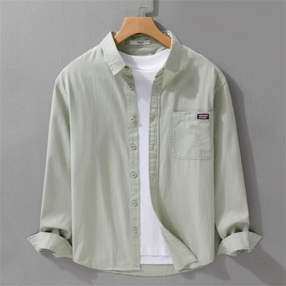 Cotton mens long sleeved soft top for spring and autumn casual wear 250317