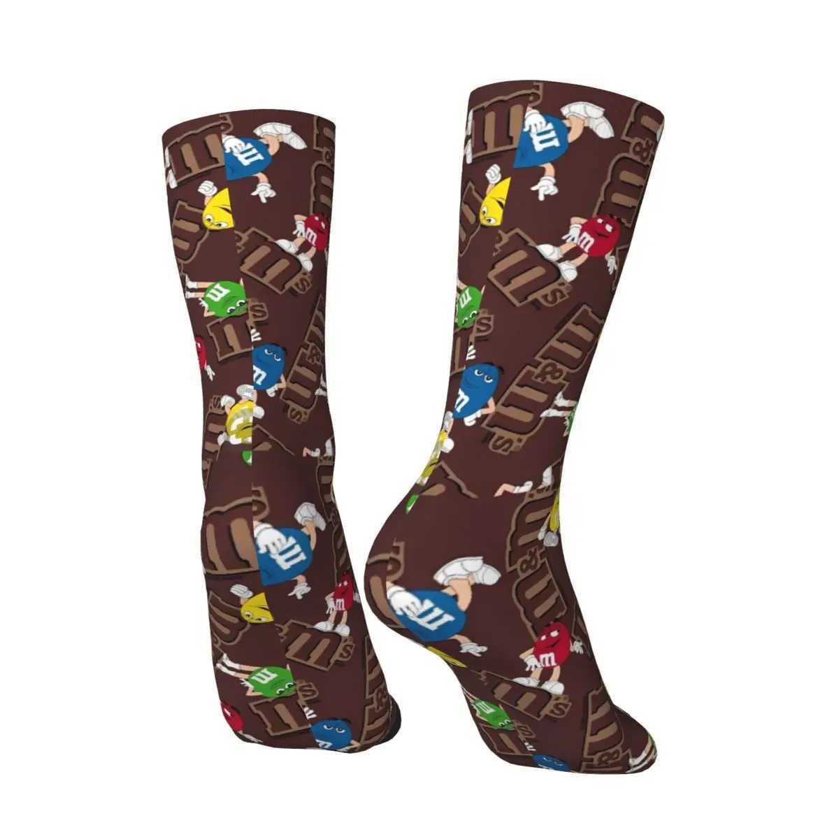 M Chocolate Bean Stocking Mens Breathable Retro Socks Spring Running Sports Antibacterial Pattern Socks Gift X250319