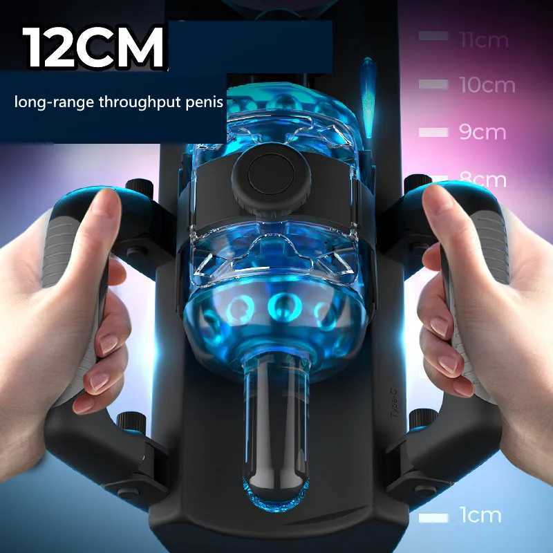 Telescopic Penis Cup Male Smart Masturbator Dual Handles Control High Speed Adjustable Overlength Thrusting Stimulation Sex ToysXJ250319