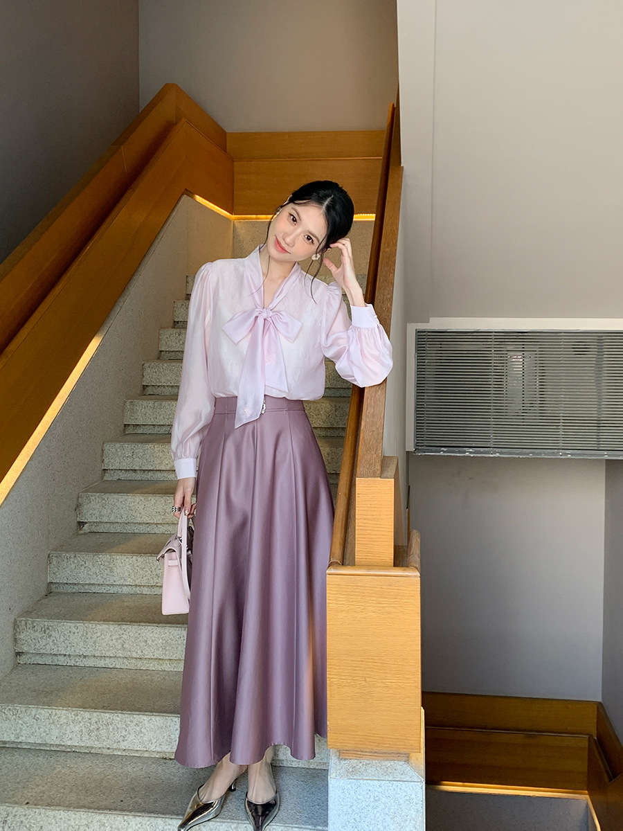 D99 New Early Spring Black Skirt Women's High Waist Loose Korean Style All-match Midi Long