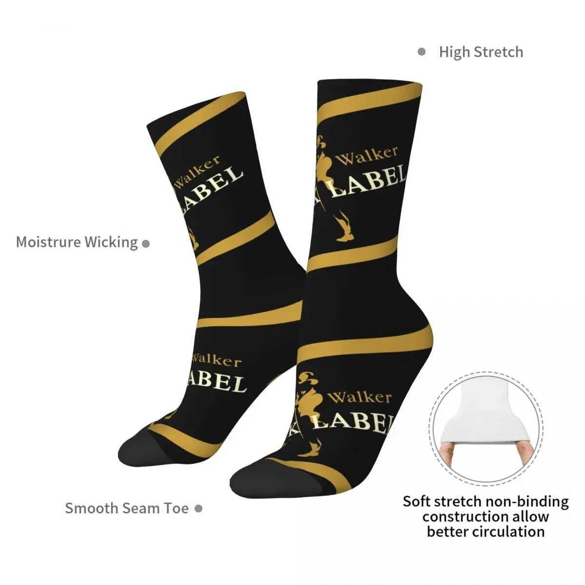 Johnnie Walker Socks Sweat Absorbing Stockings All Season Long Socks Accessories for Unisex Gifts X250319