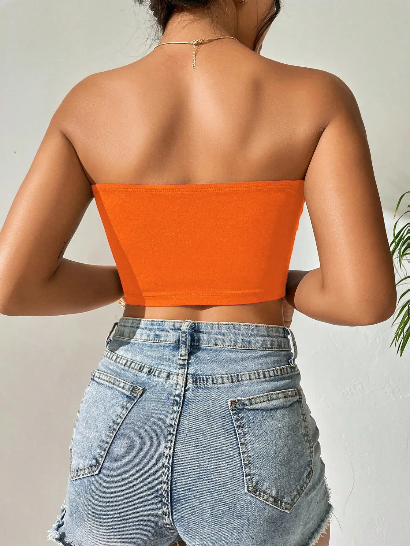 Womens summer strapless crop tube top sexy clothes sleeveless shoulder vest 2024 fashion spicy girl 250319