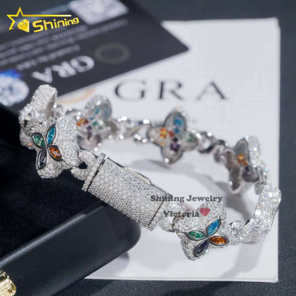 New Fashion Rapper Jewelry Ice Out Sier Plated Silica Clover 18Mm Infinite K Cuban Bracelet For Men