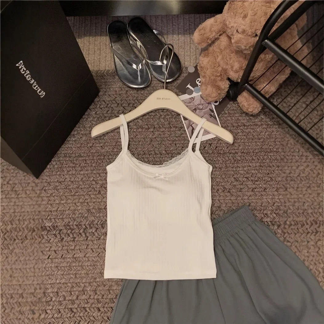 Two piece Illusionlace lace vest and shoulder strap womens summer cotton lined weight loss top with chest cushion 250319