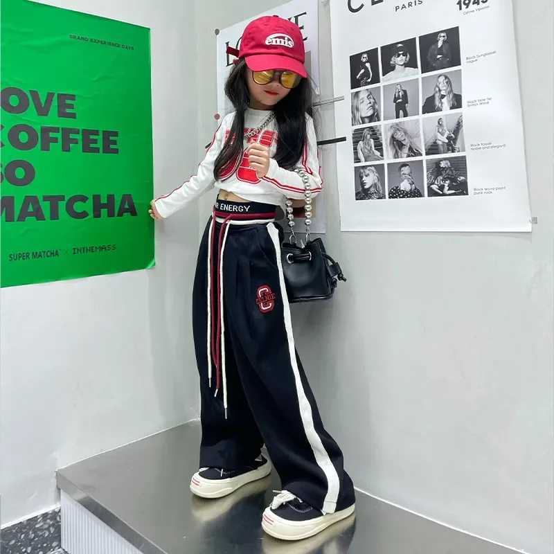Teenage girls clothing childrens wide leg pants fashionable street clothing childrens casual pants 5 6 8 10 12 13 14 years oldT250318