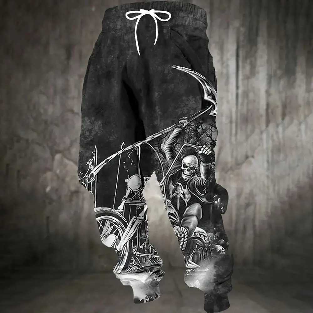 Winter New Thick Warm Pants Fashion Skull Printed Sweatpants Mens Sports Pants Mens Loose Casual Pocket Drawstring Sweatpants X250319