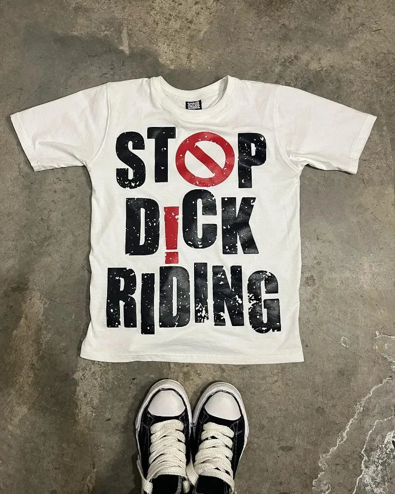 American Retro Spoof Series Letter Printed Short Sleeve T-shirt Men Y2k Korean Harajuku Fashion Couple Loose Trend Top 250319