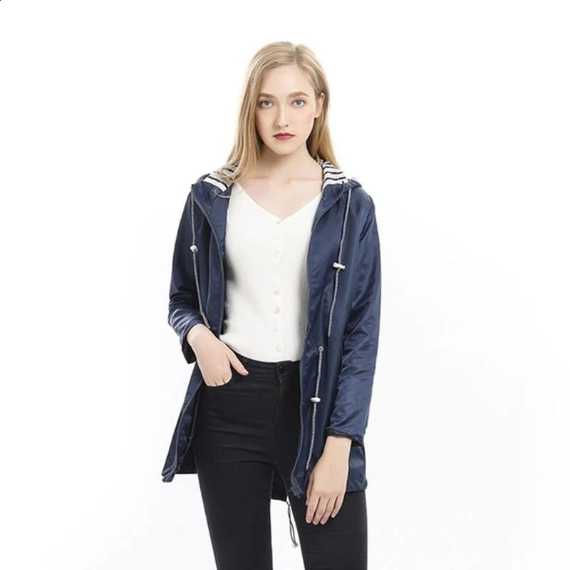 Womens waterproof raincoat casual basic outdoor trench lightweight drag jacket womens hiking suit 250319
