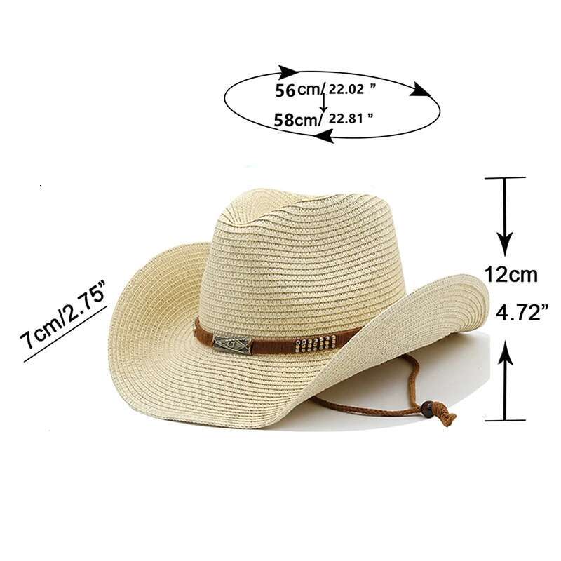 Women Men Cowboy Hat Summer Wide Brim Western Cowgirl Straw Hats Fashion West Fancy Dress Party Headwear Unisex Cap
