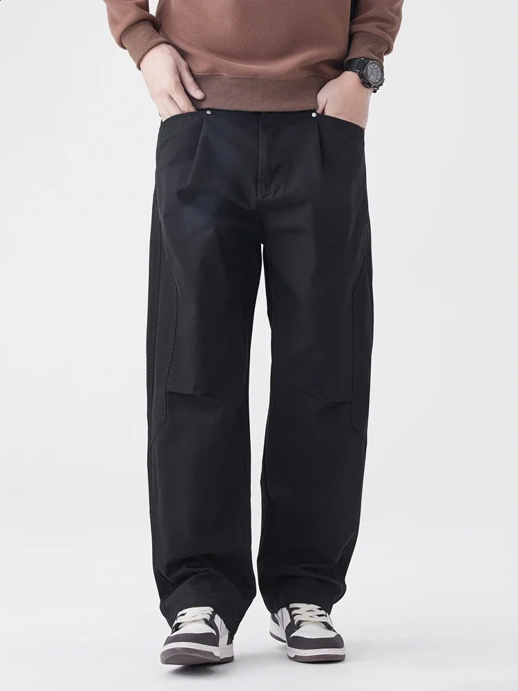 Korean fashion mens wide leg pants paired with carpenter Trouser spring and summer highend casual Chino streetwear 250311