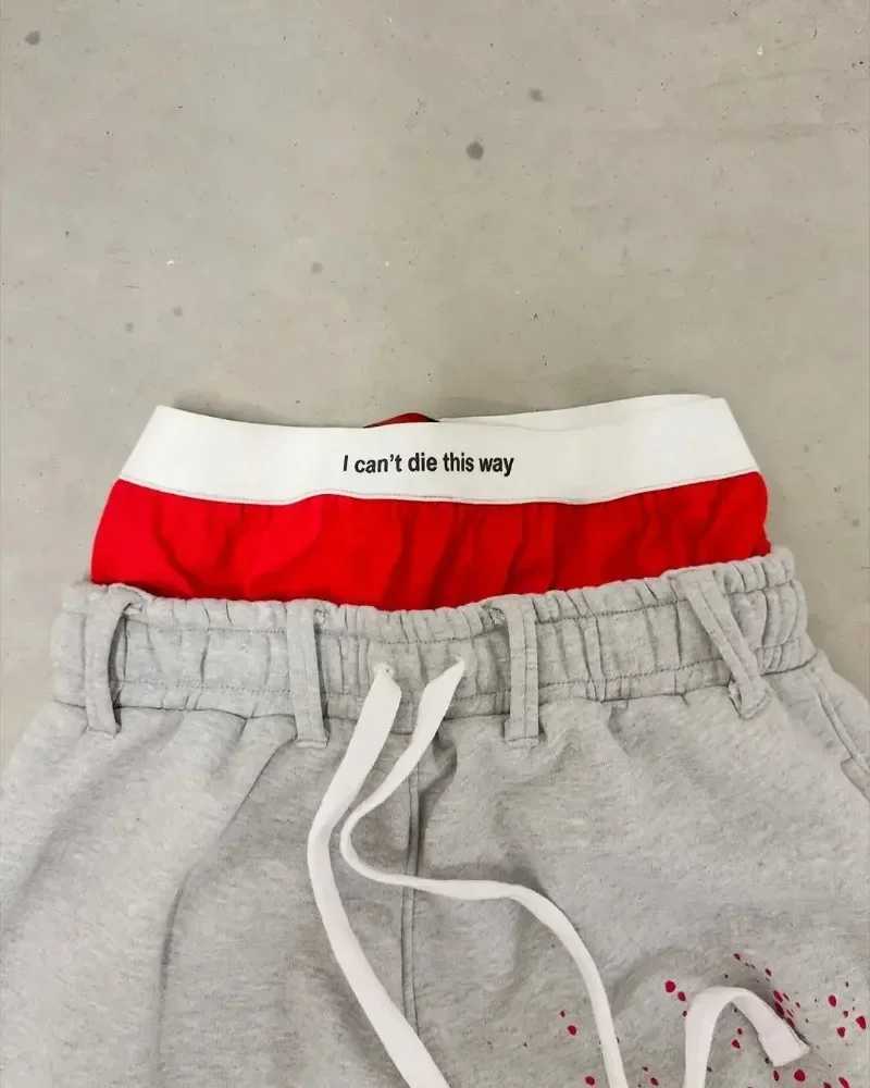 Men Street Stain Staining Hip Hop Fashion Double Waist Pants High waisted Jogger Drawstring Sweatpants Y2K Loose Cargo Trousers X250319