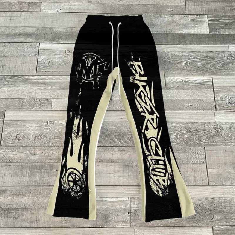 Y2k Flared Pants Hip Hop Men Loose 3D Print Trousers Casual Sweatpants Mid Waist Sporty Female Streetwear Vintage Flared Pants X250319