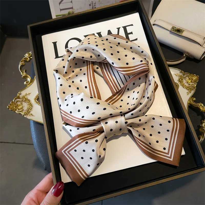 French polka dot silk scarf collar foard Fem hair scarf collar tie womens tight scarf soft satin X250319