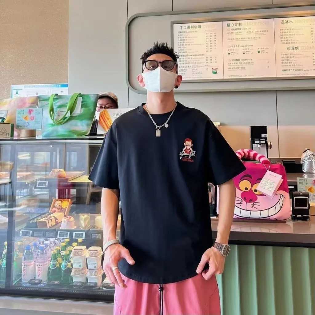 ((M-8XL) Mens oversized T-shirt casual loose Japanese anime dunk printed T-shirt suitable for menT250318