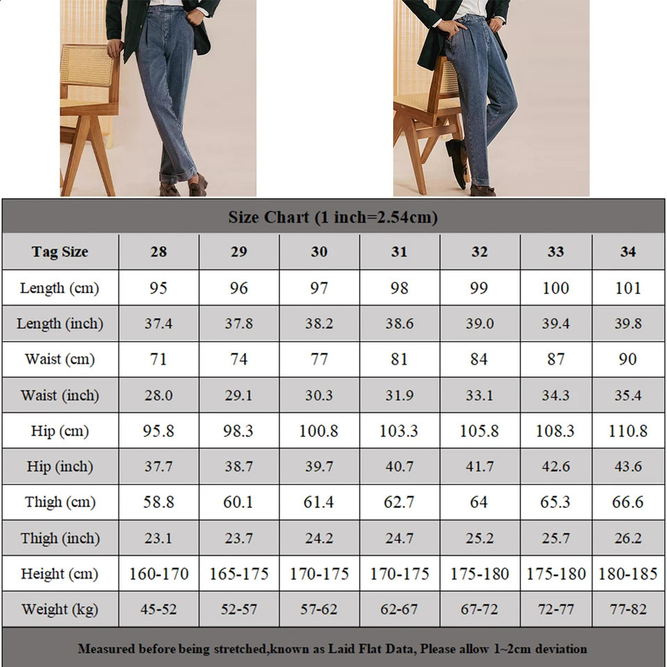 Mens Autumn Naples High Waisted Washed Double Pleat Jeans England Straight Solid Soft Pants Slim Fit Draped n 2025 250311