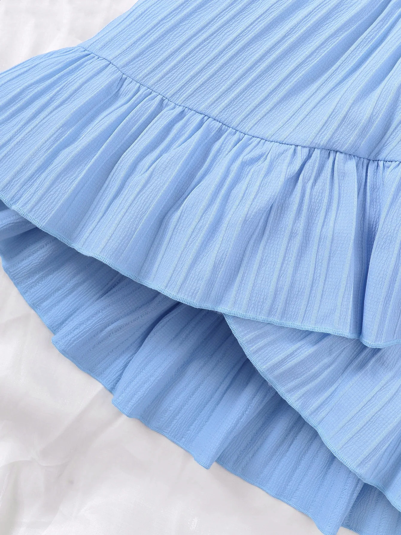 Kid Girls Summer Princess Clothing Set Flutter Sleeve Plain Color TopsShort Skirt Sweet Style Party Wear For Child 8-12 Years 250319