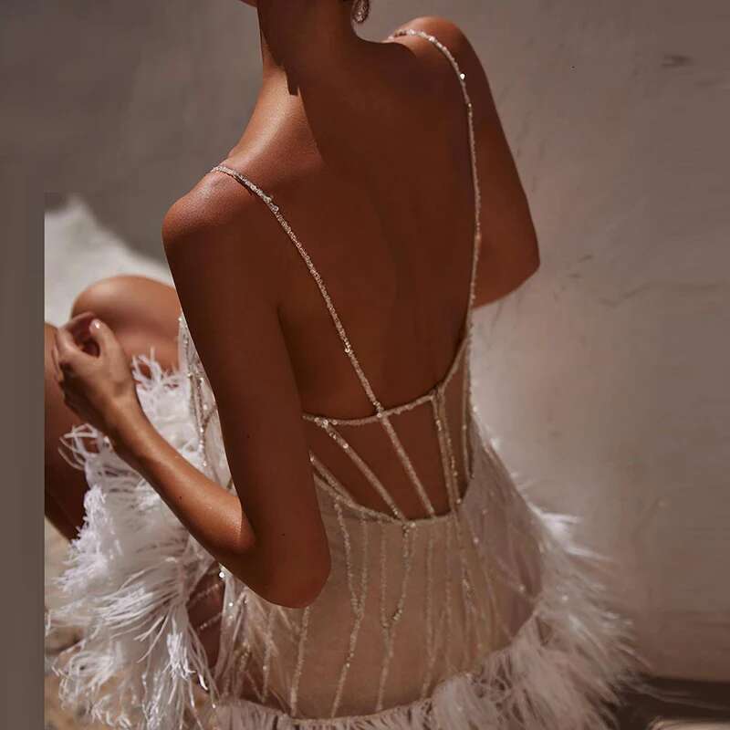 Elegant Mesh Sequin Slim Mini Fashion Club Party Tassel Backless Ladies Sexy Off Shoulder Suspender Dress Mujer