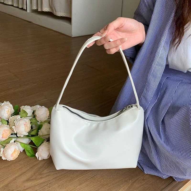 New Simple Solid Color Shoder Bag Soft PU Leather Small Tote for Wen Niche Design Underarm Bag Dating Shopping Handbag Z250318