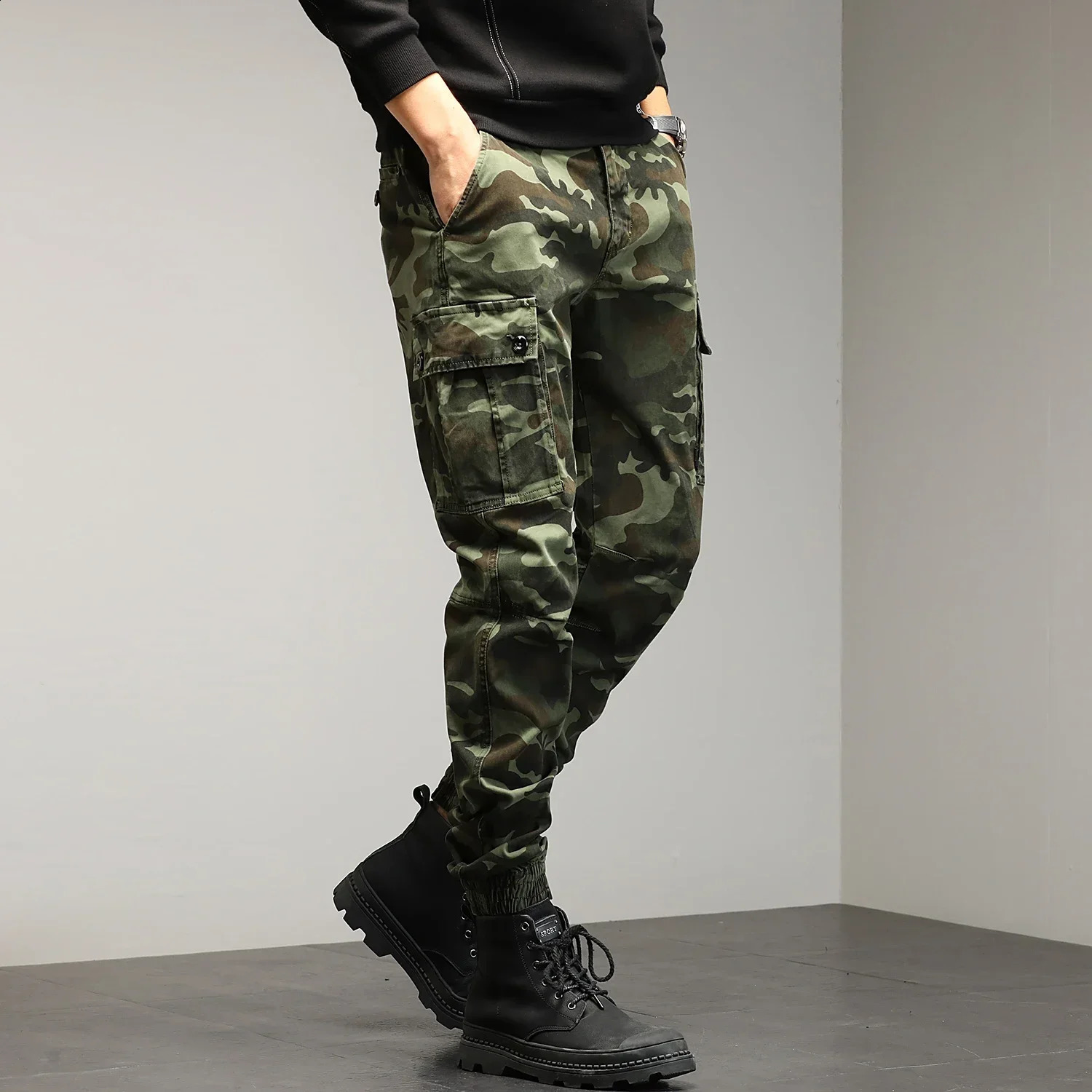 HIQOR Red Goods Mens Outdoor Cotton Camouflage Work Jogger Street Clothing Hiking Pants 250319