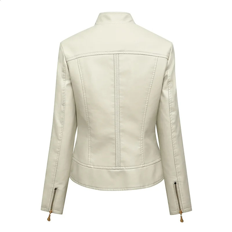 Women Korean Casual Version Slim PU Leather Jacket Classic Zipper Short Motorcycle Coat 250319