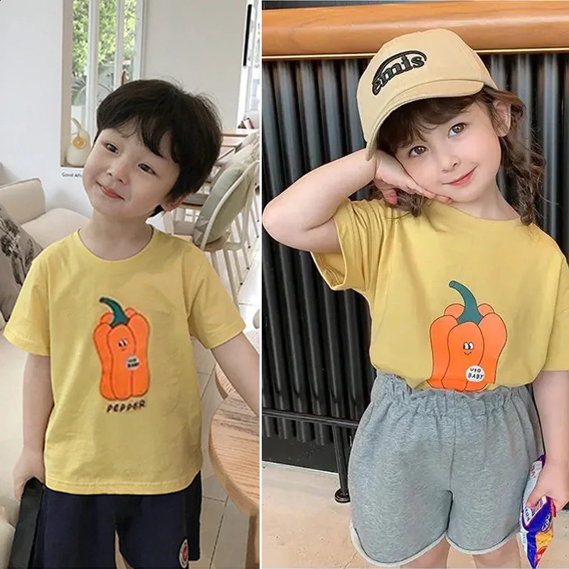 Baby Girls Boys Short Sleeved T-shirt Kids Cotton Top Tees Toddler Cartoon Print Shirts Summer Childrens Clothing Korean Style 250319