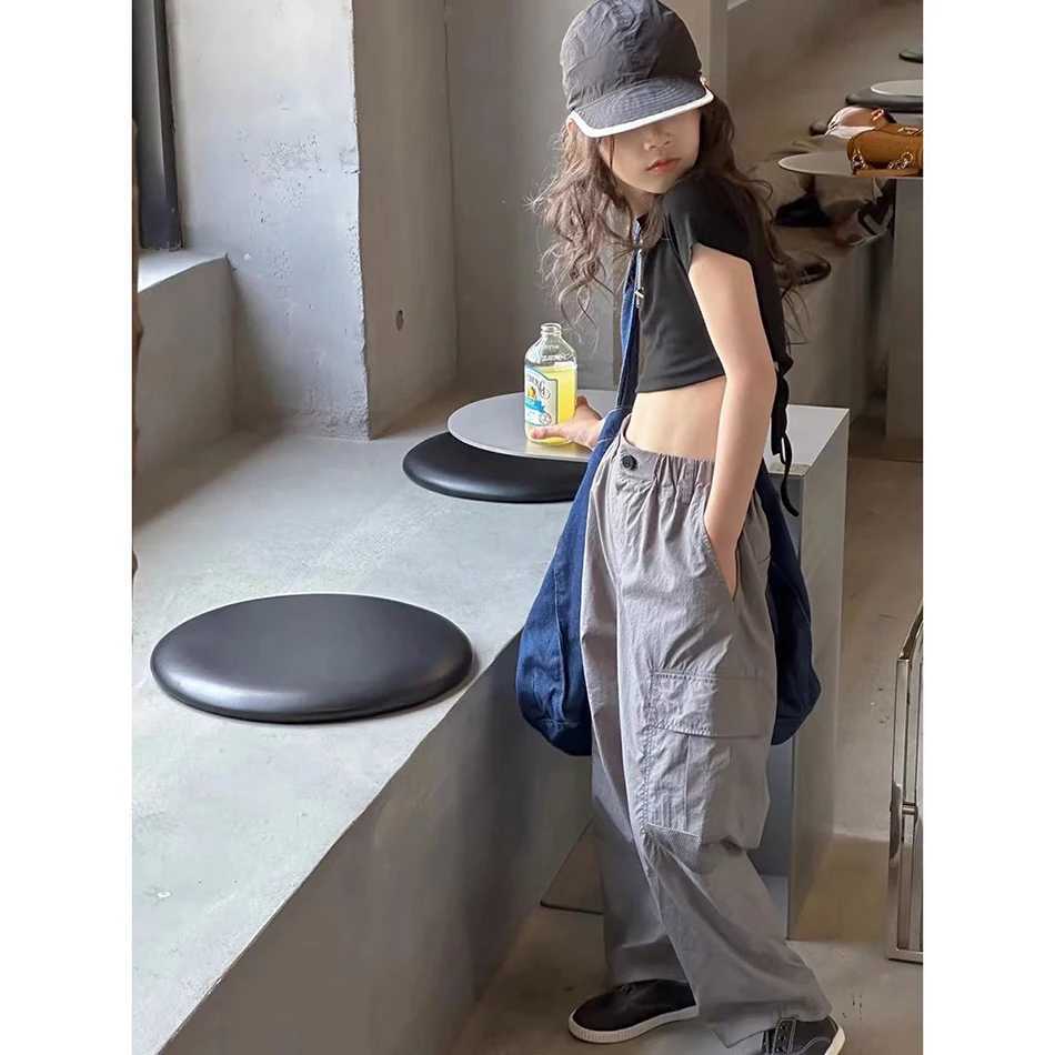 Teen Girls Breathable and Soft Mosquito-Proof Cargo Pants for Kids Perfect for Summer Outdoor Play and Casual Wear with PocketT250318