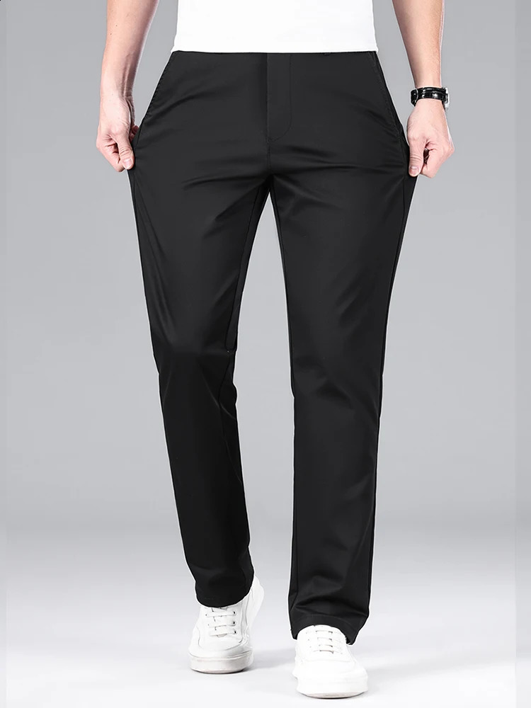 Loose Casual Mens Pants Fashion Straight Comfortable Business Solid Color Classic Male Work Trousers 250311