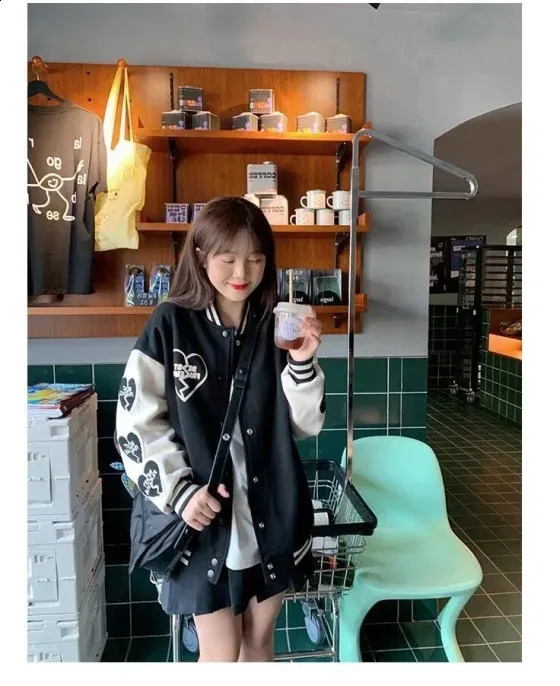 All season neutral style jacket with short jackets on both sides all cotton womens Korean baseball 250317