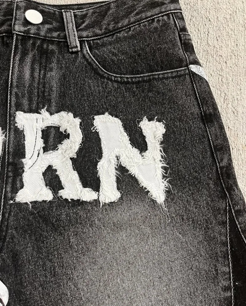 American Fashion Letters Flocking Oversized Printed Baggy Denim Shorts Men Y2K Harajuku Vintage Hip Hop Pop Wide-leg Shorts 250319