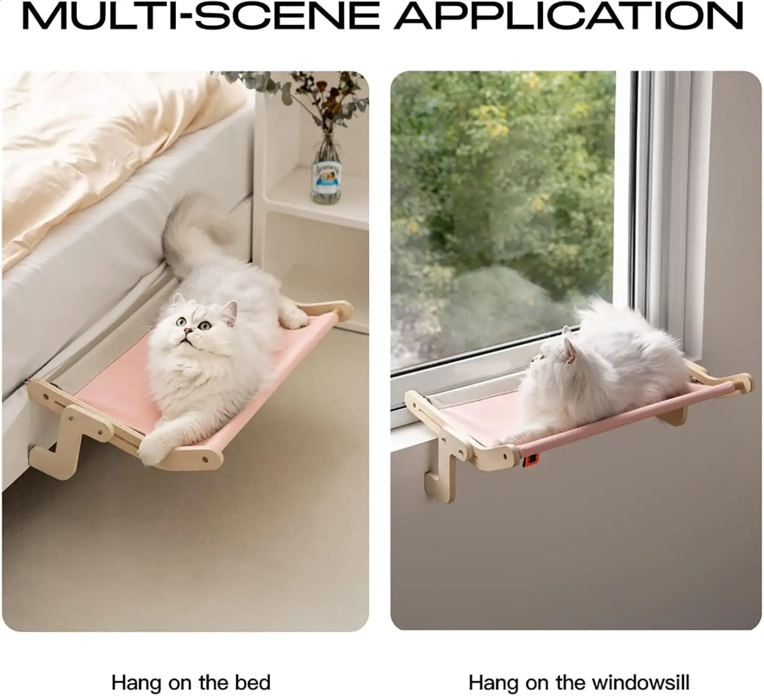 Mewoofun Cat Window Perch Lounge hammock window seat indoor cat bed no drilling suction cup pink gray 250312