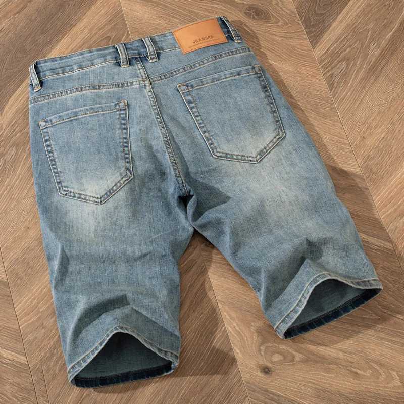 Summer Thin Mens Jeans Shorts Retro Slim Straight Classic Cropped Pants Casual Versatile Washed Nostalgic Pants W250319