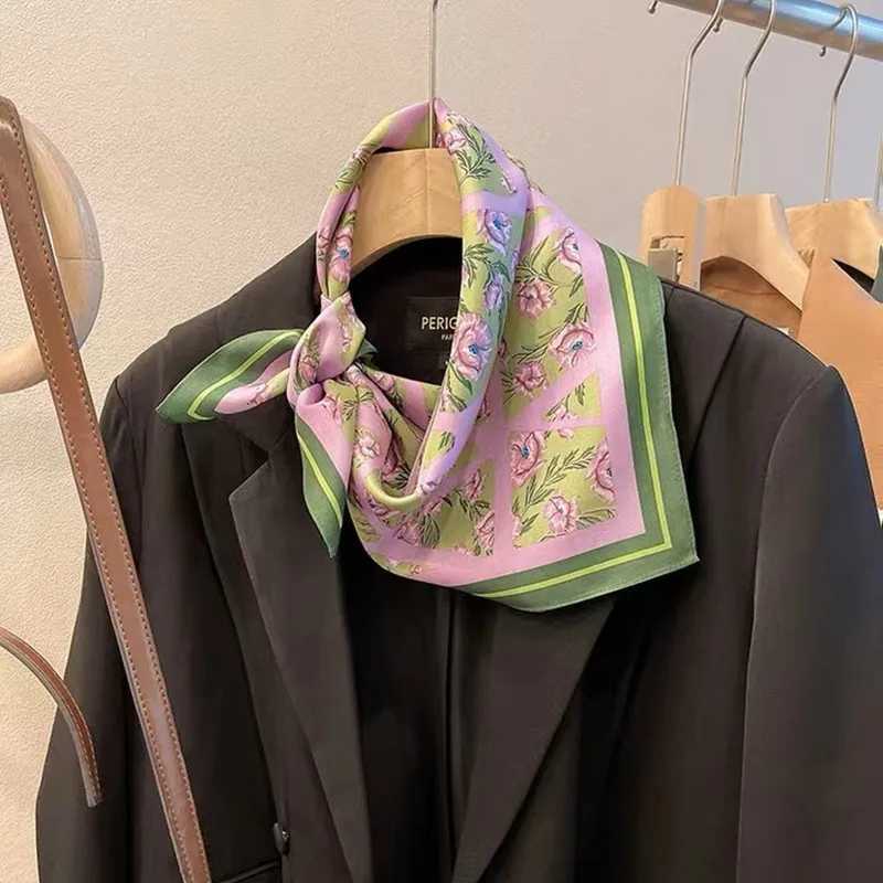 2023 Luxury Silk Skinny Scarf Bag Handle Ribbon Ladies little cat Print band Small Hair Scarves Band Fem handkerchief X250319
